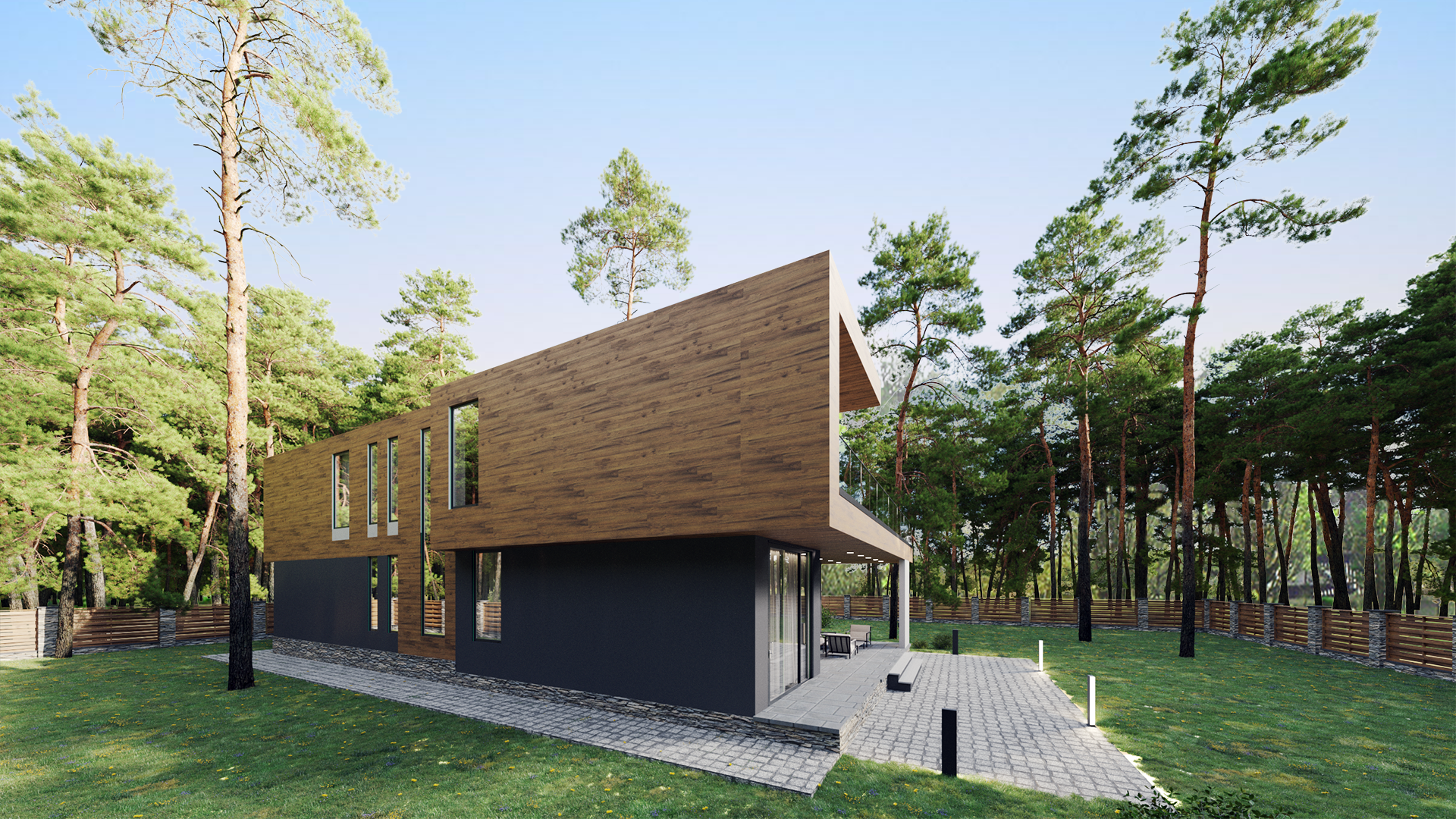 Rear view of the facade for a villa designed by Ashot Ohanyan