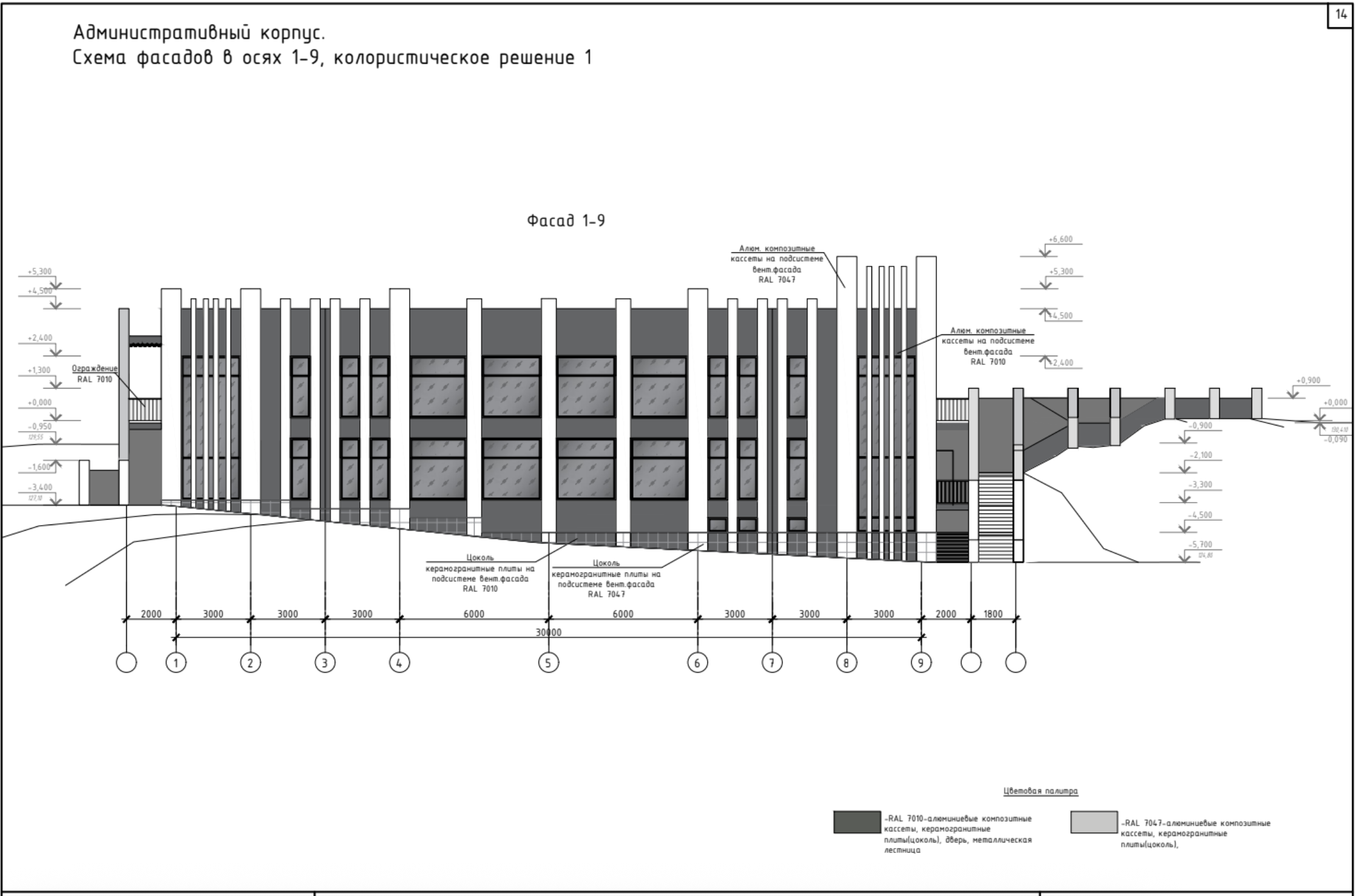 Facade view of urban planning project in Moscow