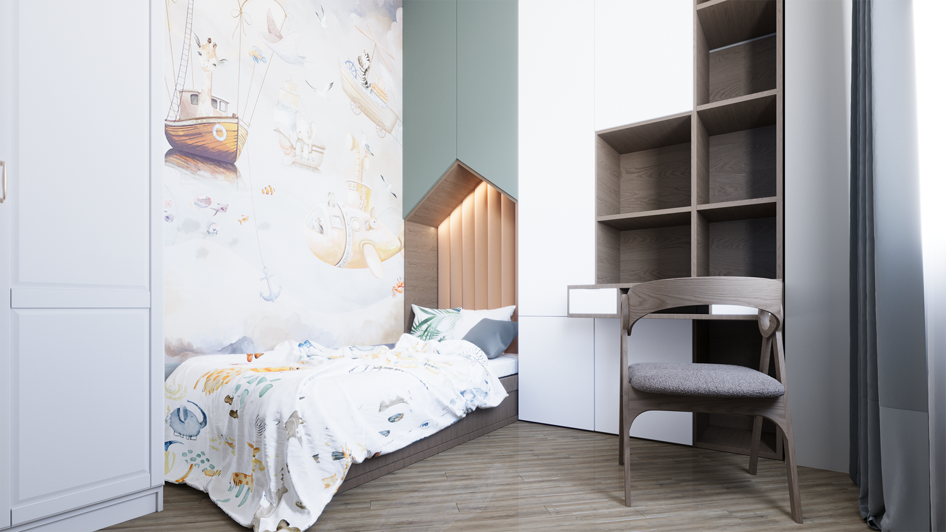 Living room sketch – residential interior project in Moscow, 76 square meters