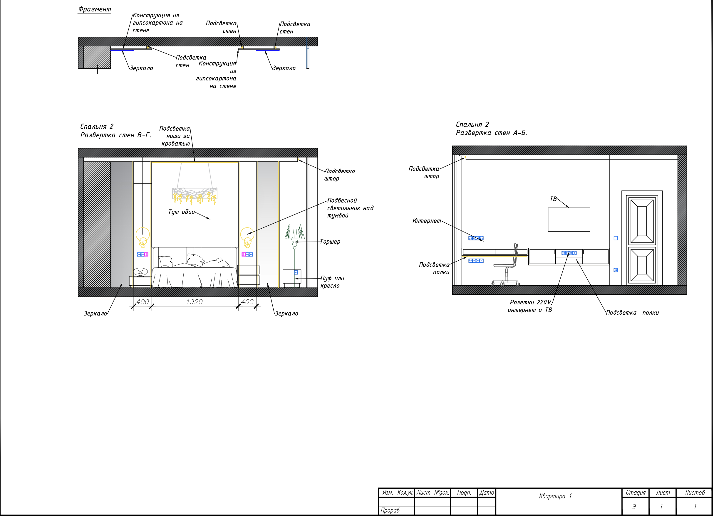 Master bedroom diagram – interior design project in Lazarevskoe
