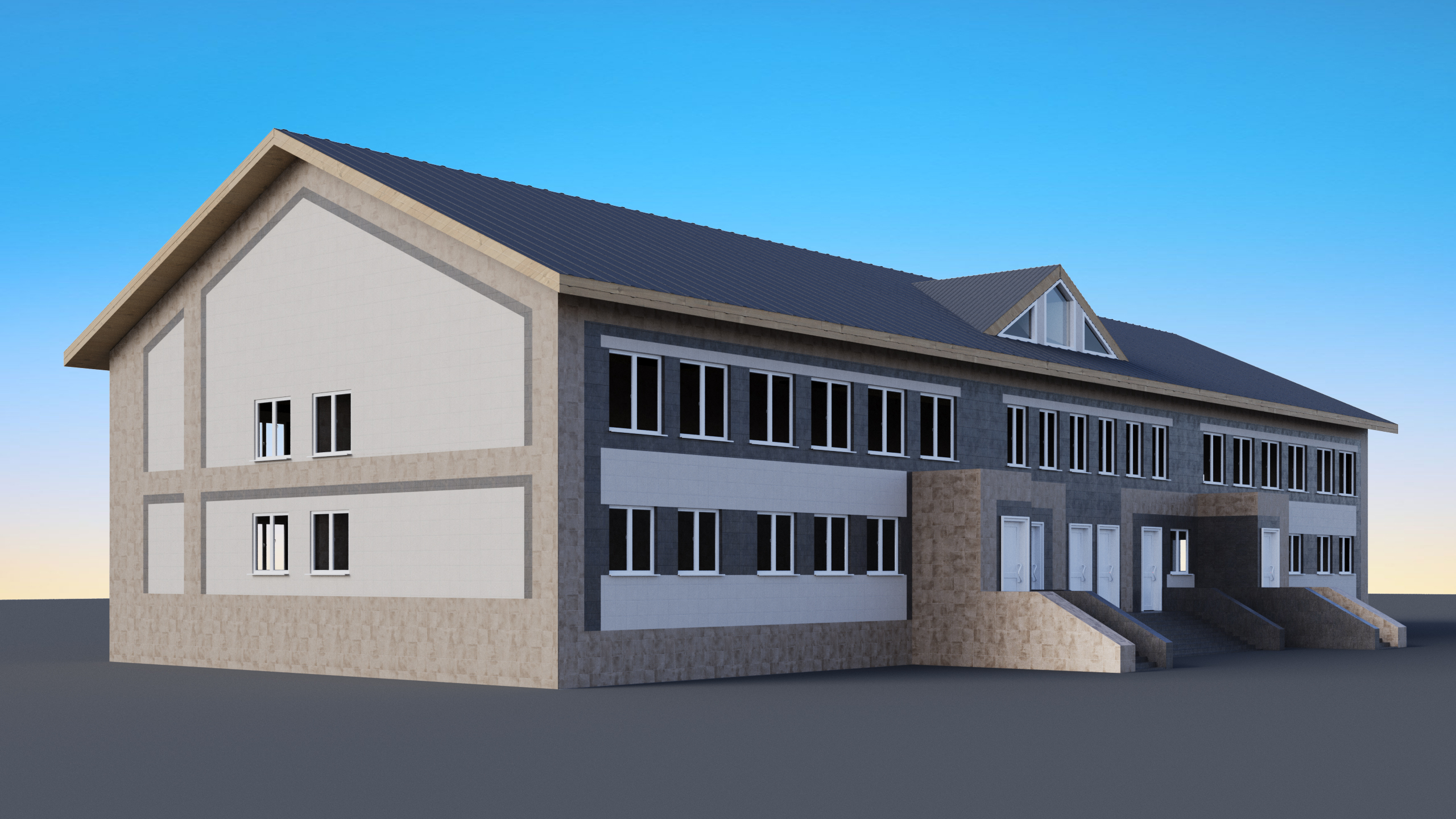 Facade view of restoration project in Yakutia 