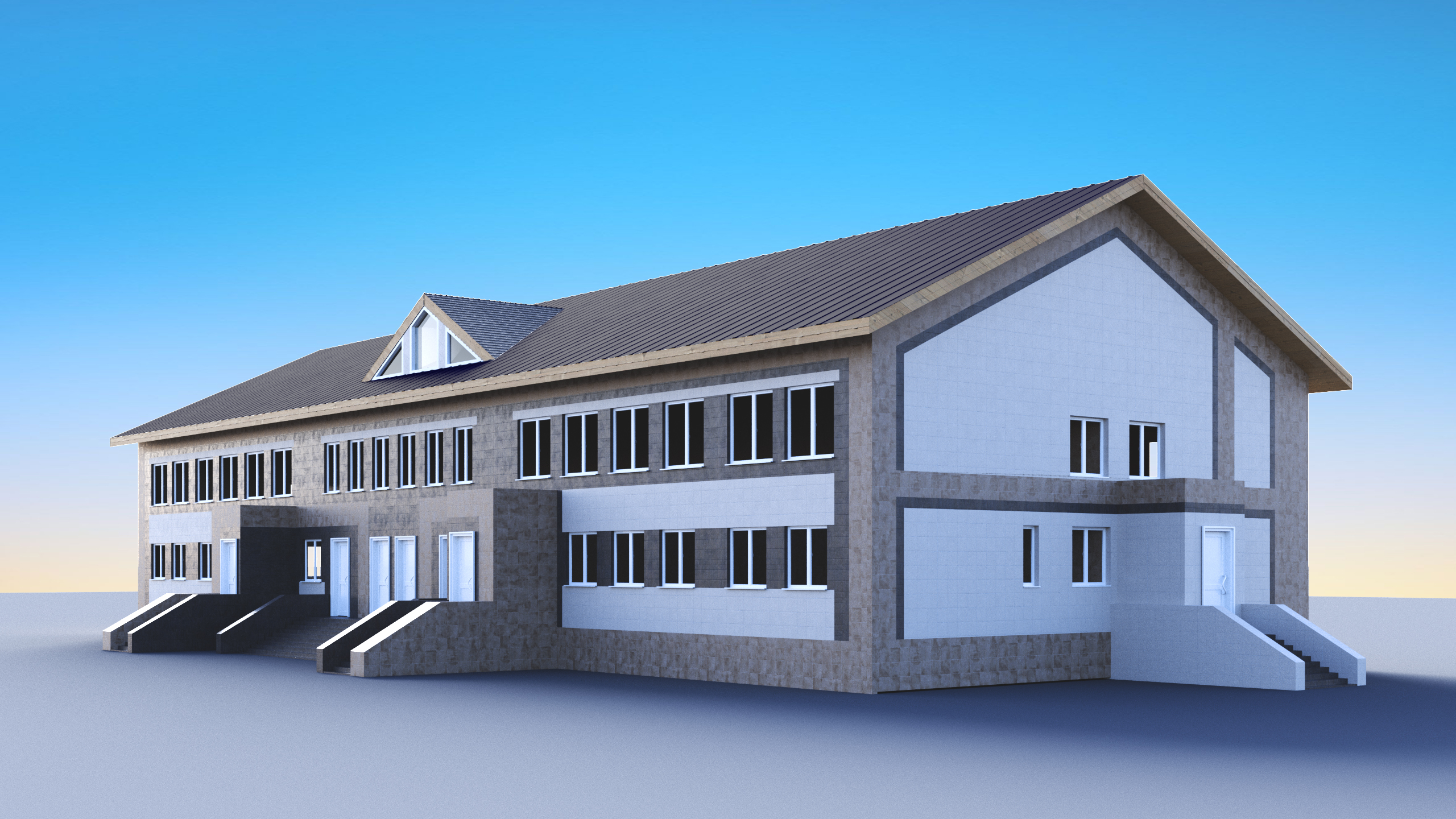 Facade view of restoration project in Yakutia 