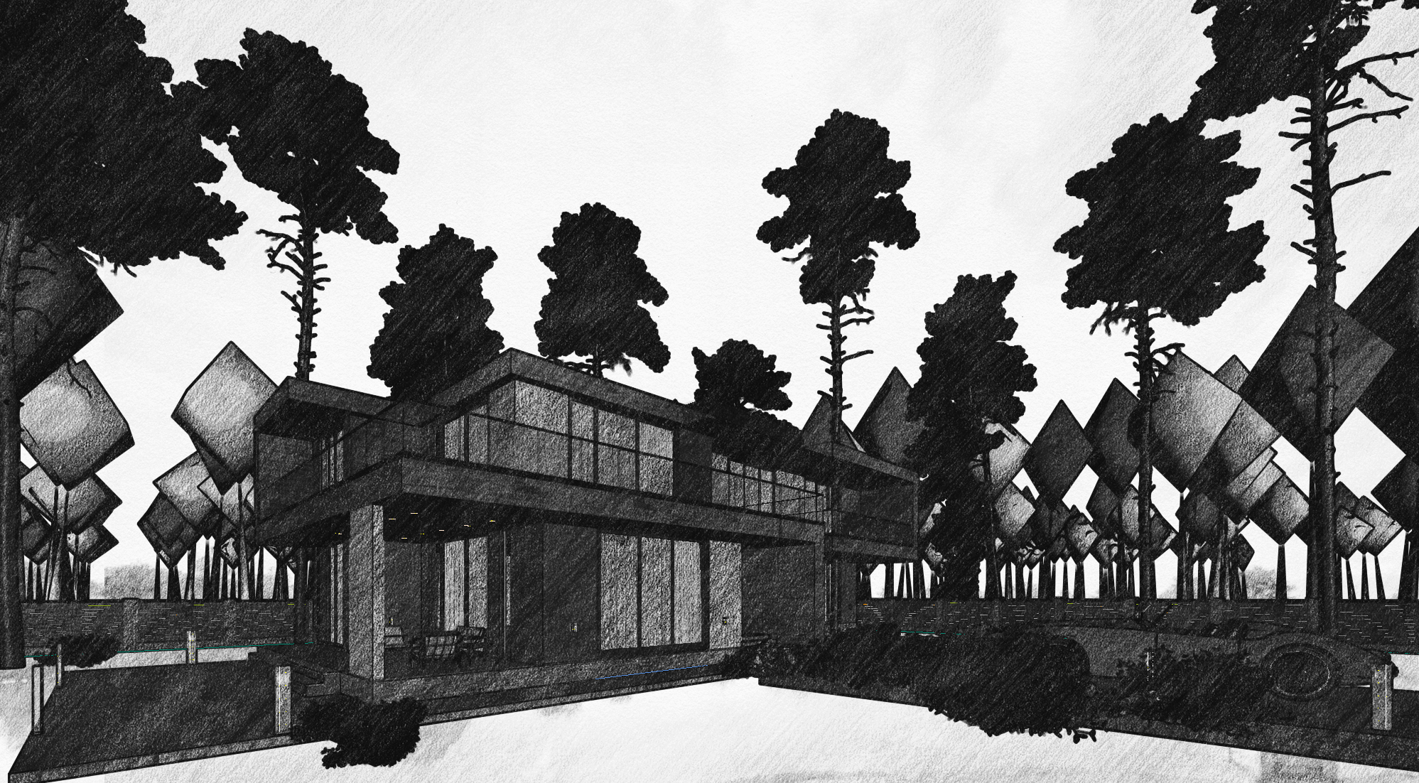 Sketch of a conceptual villa in Moscow by Ohanyan Ashot