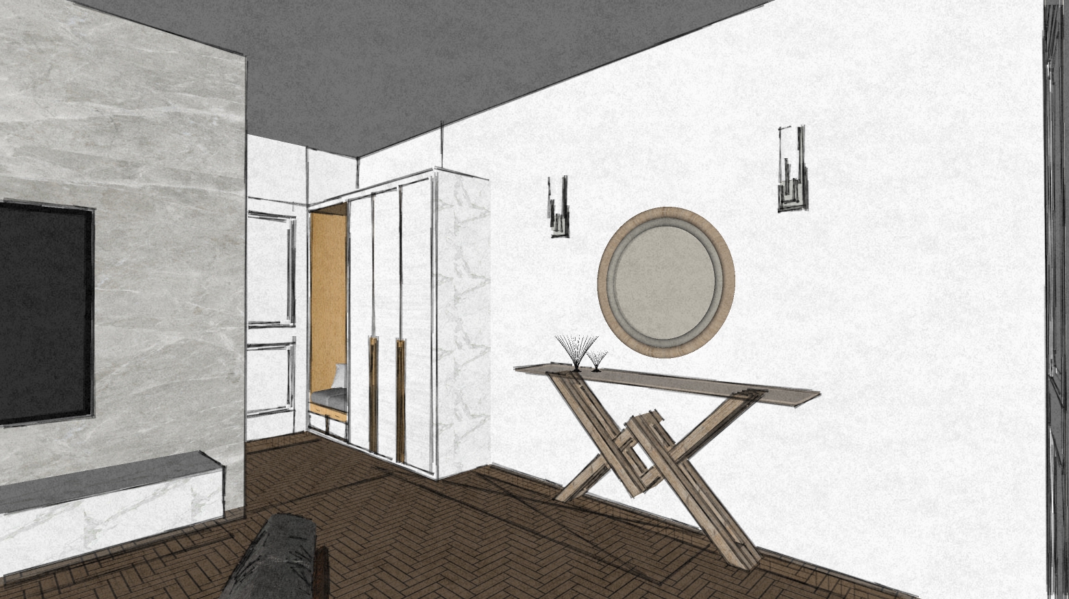 Apartment floor plan – residential interior project in Moscow, 76 square meters