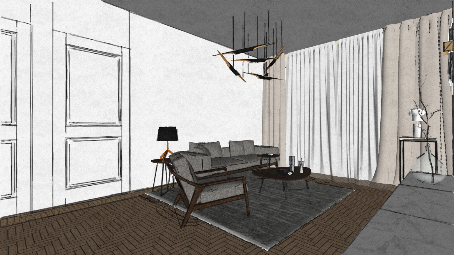 Apartment sketch – residential interior project in Moscow, 76 square meters